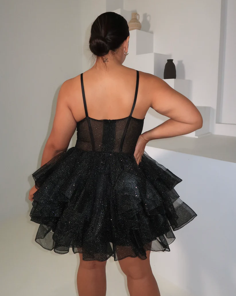 Alamour The Label Black Glitter Corset Mini