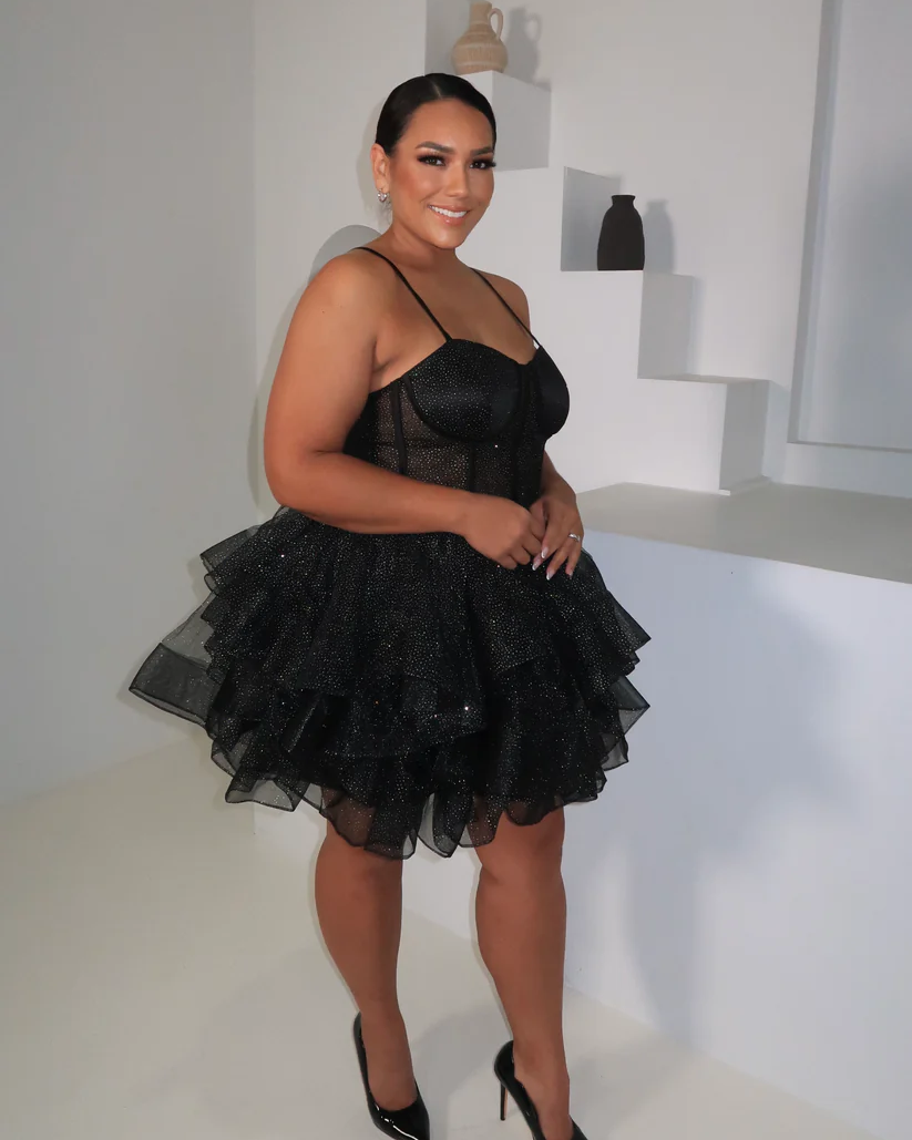 Alamour The Label Black Glitter Corset Mini