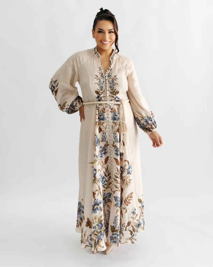 Hire White Floral Maxi Linen Gown Zimmermann Aliane Billow Long Dress:  Womens Plus Size Designer Evening Dresses & Ball Gowns Rentals Sydney  Online  PLUSH AND POSH