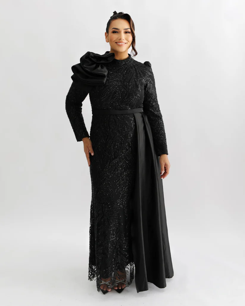 Hire Long Sleeve Black Embellished Gown Turkish Couture Dress: Womens Plus Size Designer Evening Dresses & Ball Gowns Rentals Sydney Online PLUSH AND POSH Hire Long Sleeve Black Embellished Gown Turkish Couture Dress: Womens Plus Size Designer Evening Dresses & Ball Gowns Rentals Sydney Online PLUSH AND POSH