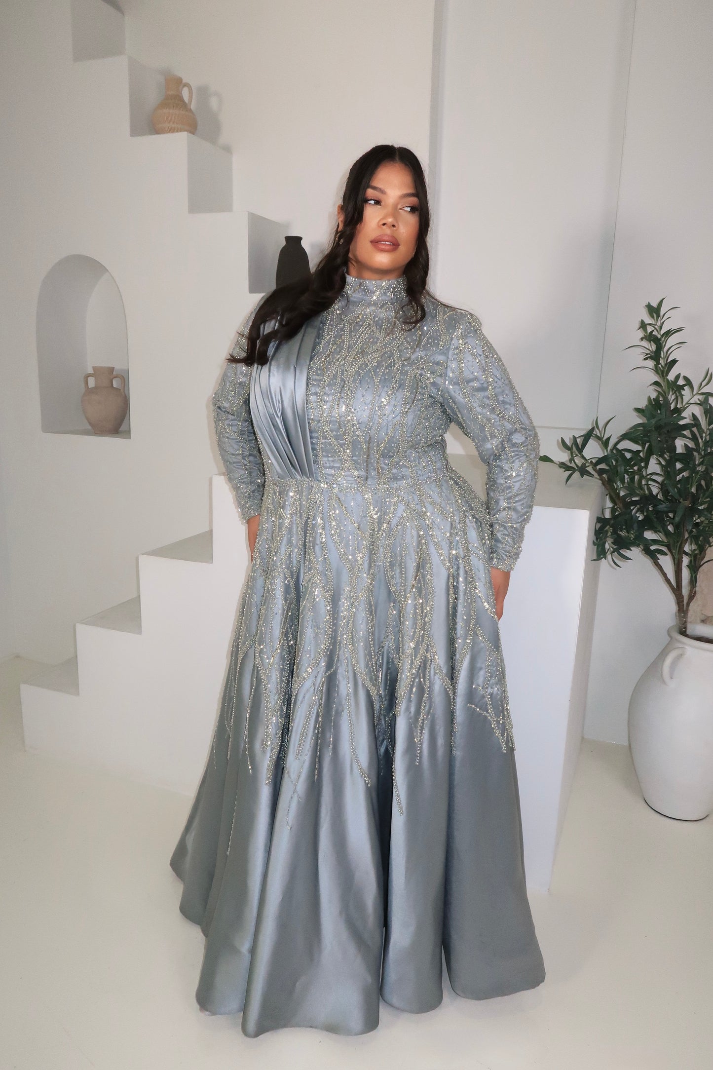Miss Saryta Ice Blue Embellished Gown