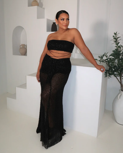 Alamour Black Beaded Two-Piece Set
