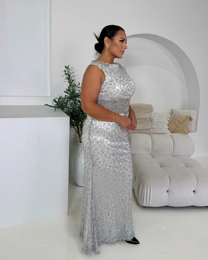 Celeste Silver Sequin Gown