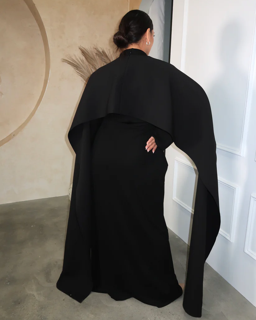 Chats by C.DAM Black Gown with Detachable Cape