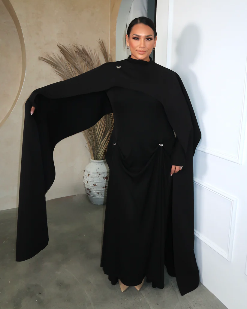 Chats by C.DAM Black Gown with Detachable Cape