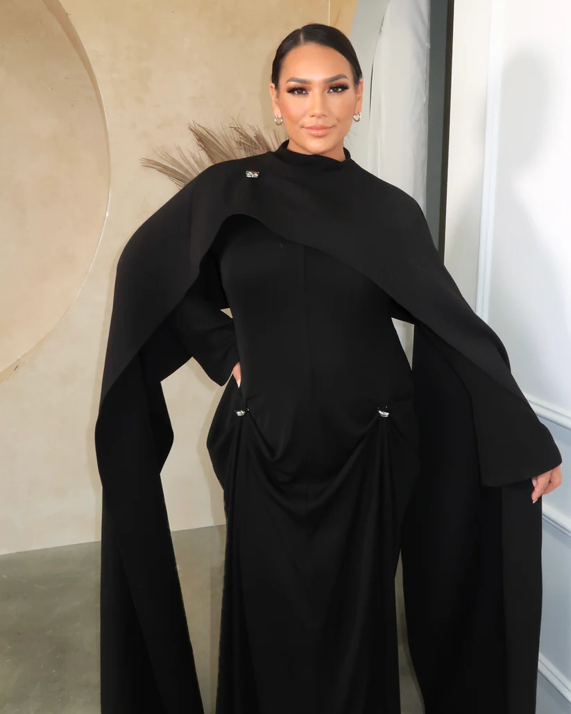 Chats by C.DAM Black Gown with Detachable Cape