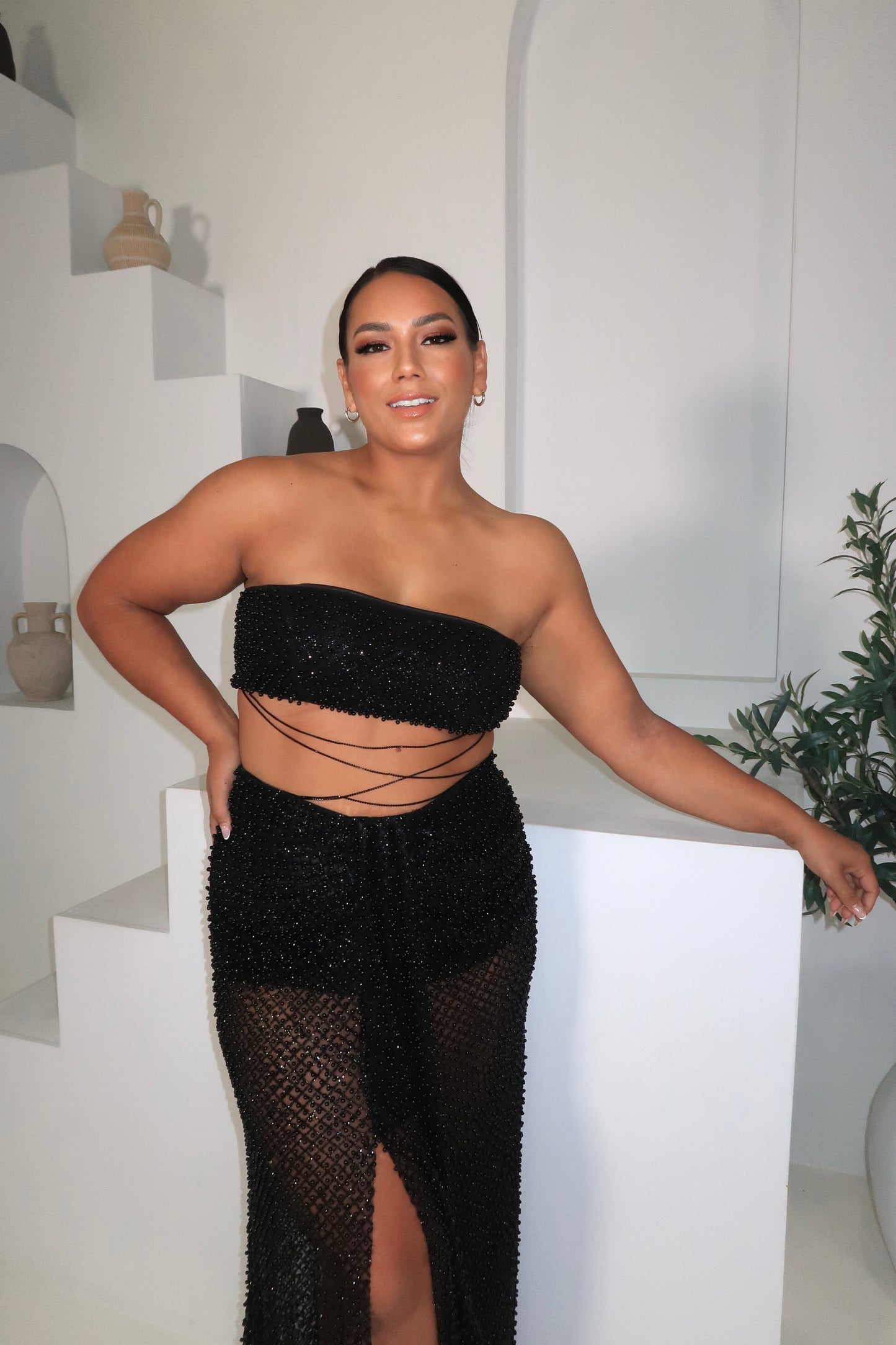 Alamour Black Beaded Two-Piece Set