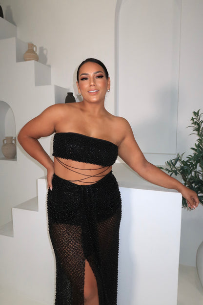 Alamour Black Beaded Two-Piece Set
