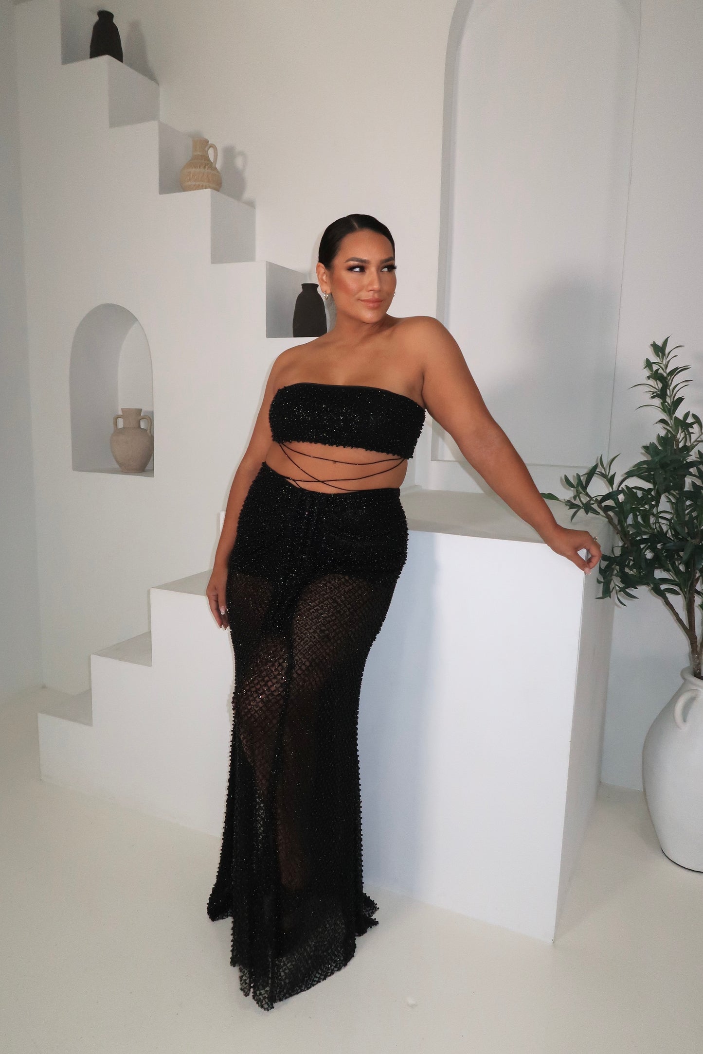 Alamour Black Beaded Two-Piece Set
