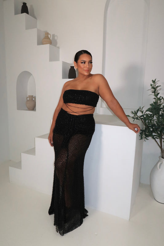 Alamour Black Beaded Two-Piece Set