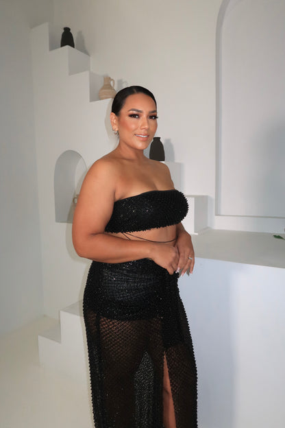 Alamour Black Beaded Two-Piece Set
