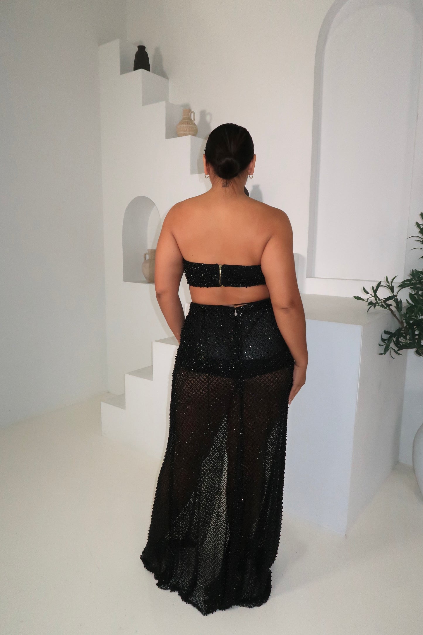 Alamour Black Beaded Two-Piece Set